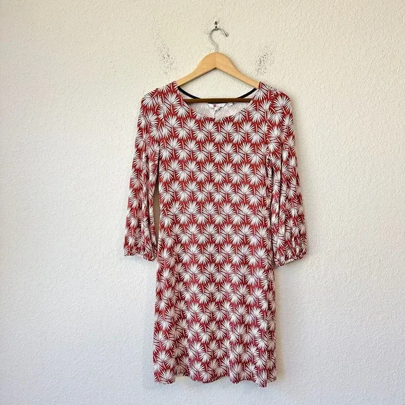 NWT BODEN Lucie Jersey Tunic Dress in Red Leaf Print #JO351